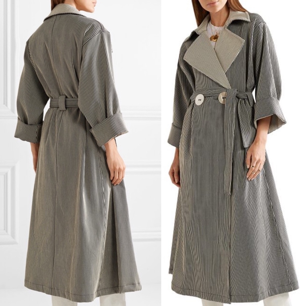 Simon Miller Casco Stretch Pinstripe Trench Coat